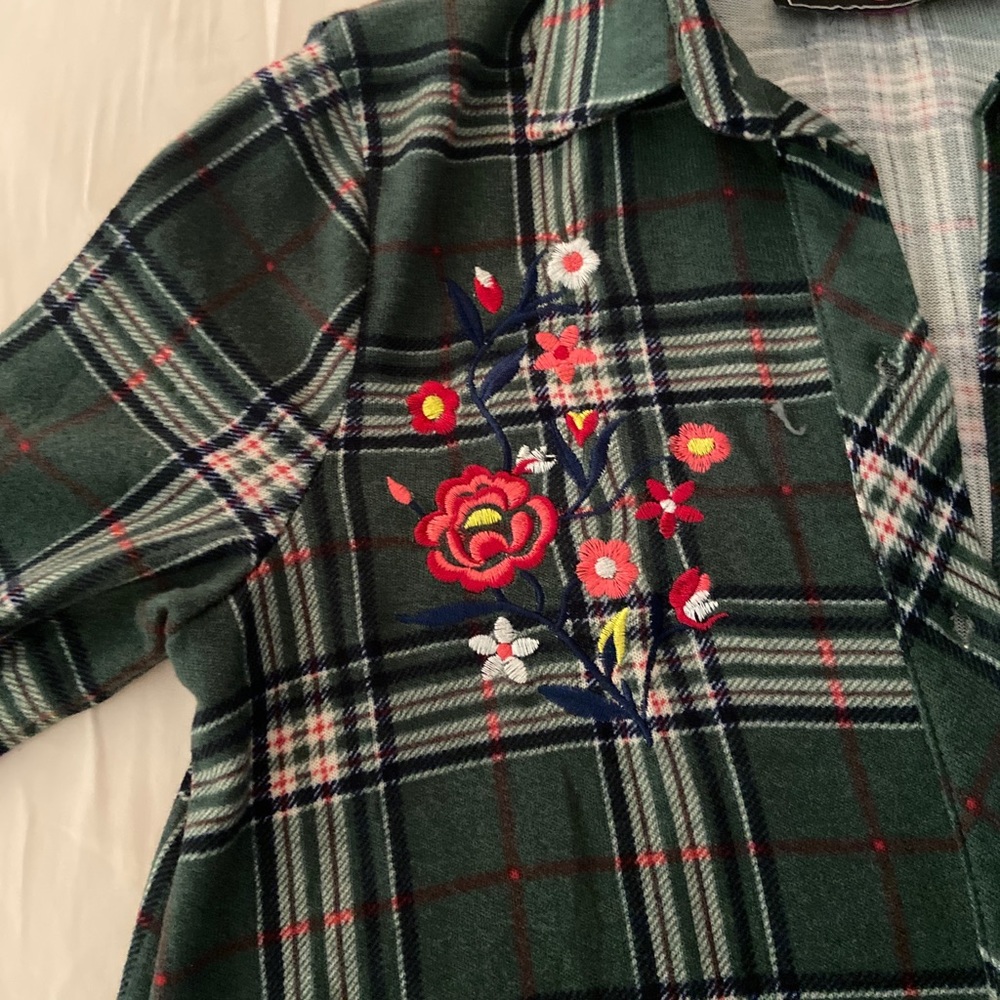 Soft Flannel Embroidered Shirt size L